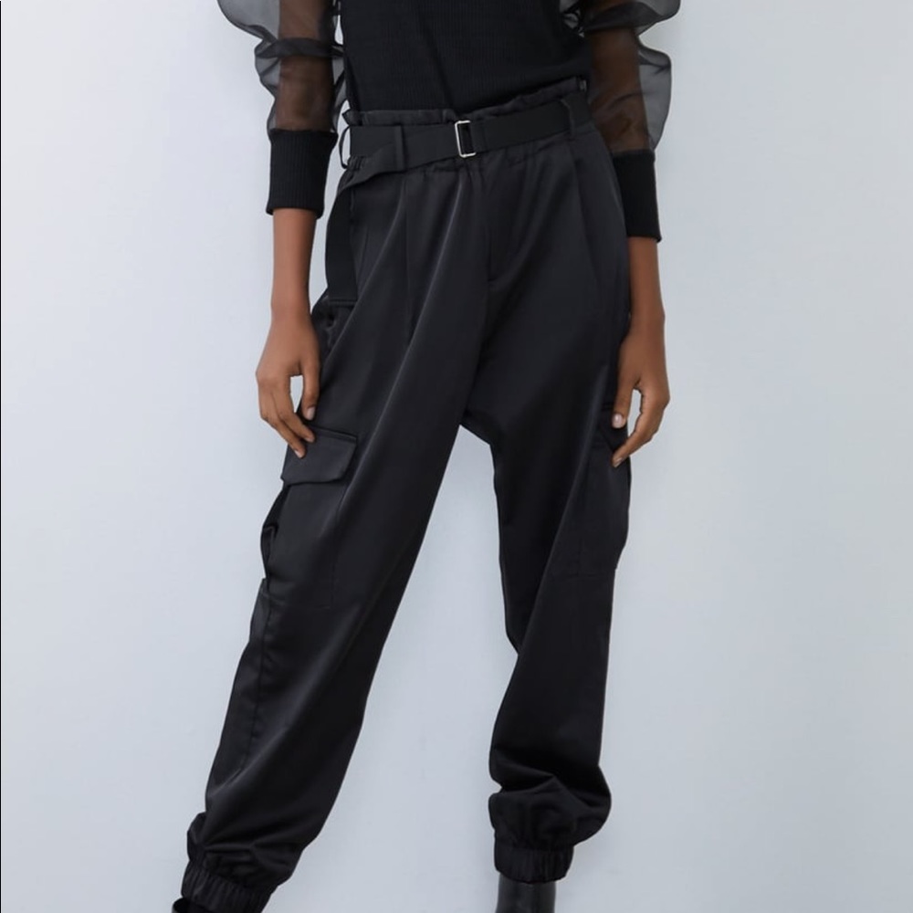 Zara silky cargo shorts